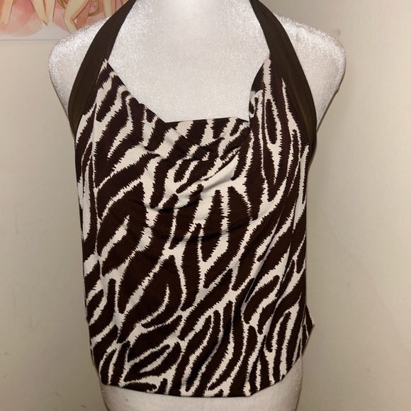 Mcbling style Y2K animal print club halter top - Picture 2 of 5